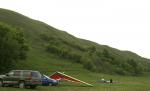 Paragliding Fluggebiet ,,Der Hügel vom Landeplatz aus gesehen.