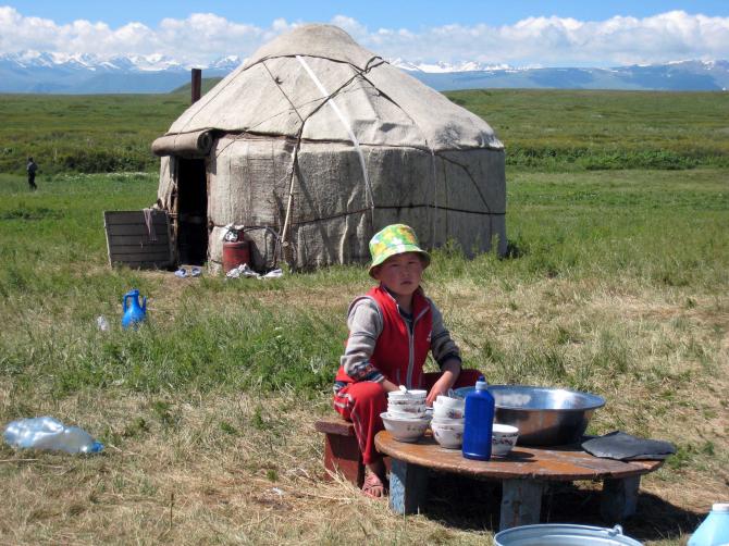 Jurten sind die traditionelle Unterkunft der kirgisischen Hirten.