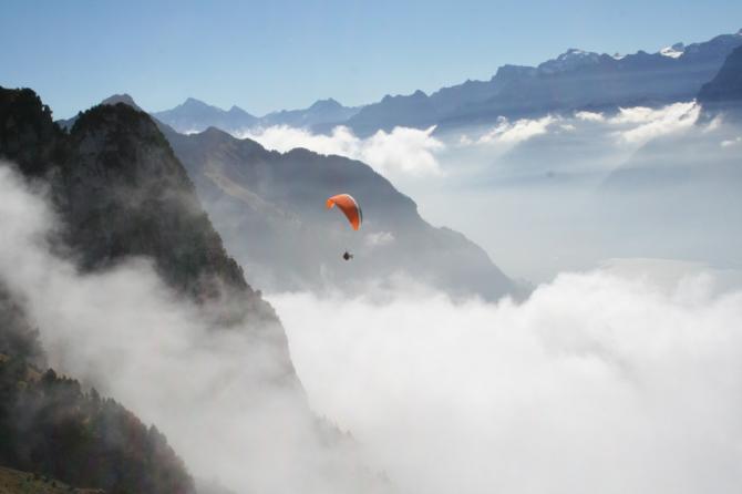 Auf dem Weg zum Landeplatz in Morschach: Fantastische Tiefblicke!