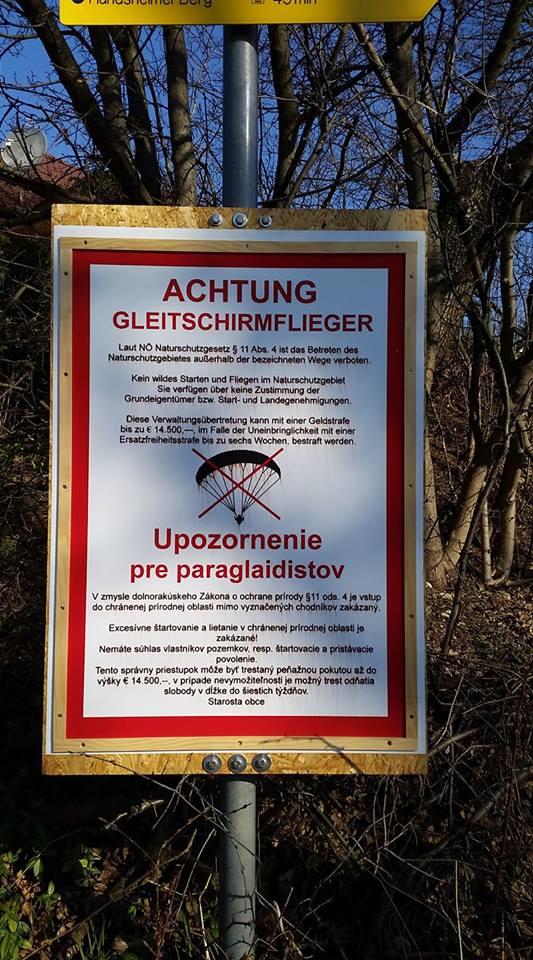 Flugverbot auf der Südost-Seite (Hundsheim)