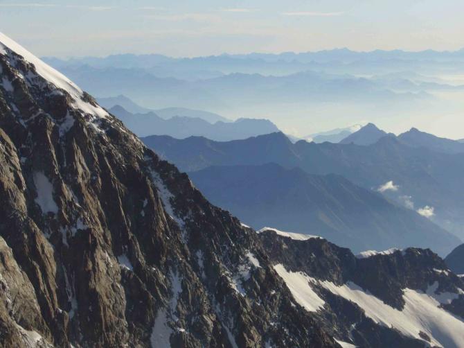 looking down from Monte Rosa onto the "little hills" of the Piemont
