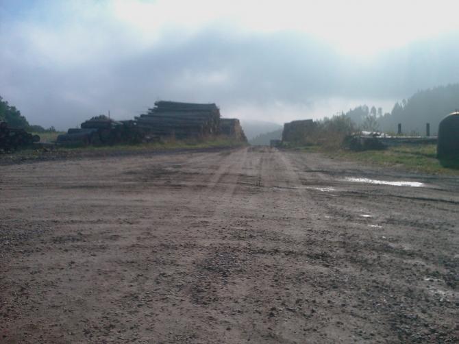 Der Holzplatz am Ortsausgang von Knobelsdorf, am besten hier parken und weiter laufen, es ist nicht weit.