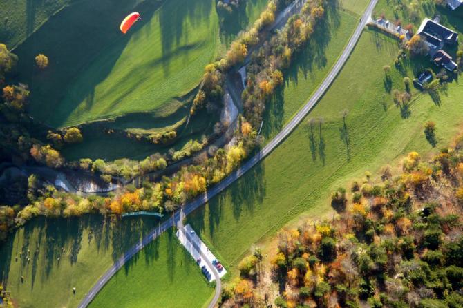Landeplatzu beim Gasthaus Steiner-Kraml bei Molln. Oktober 2008.