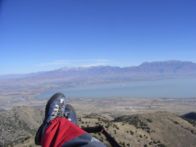 nach dem Start (Blick zum Utah Lake)