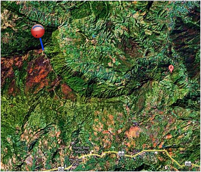 Satelitenbild PhuRua im PhuRua-Nationalpark (mit Startplatz PhaLonnoi)