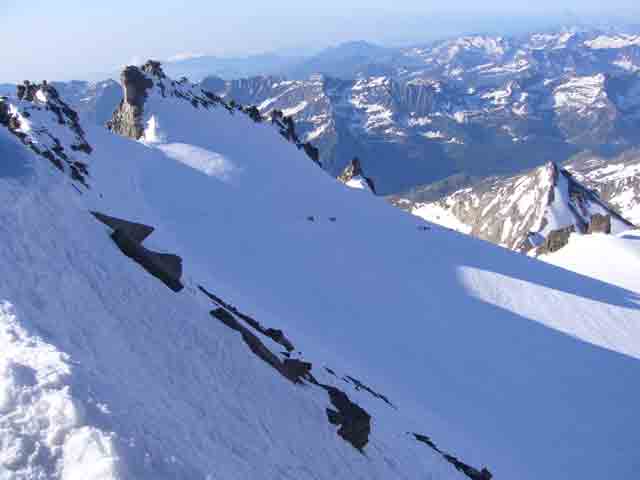 Take Off in top left corner of the picture (saddle in sunshine) with N to W direction