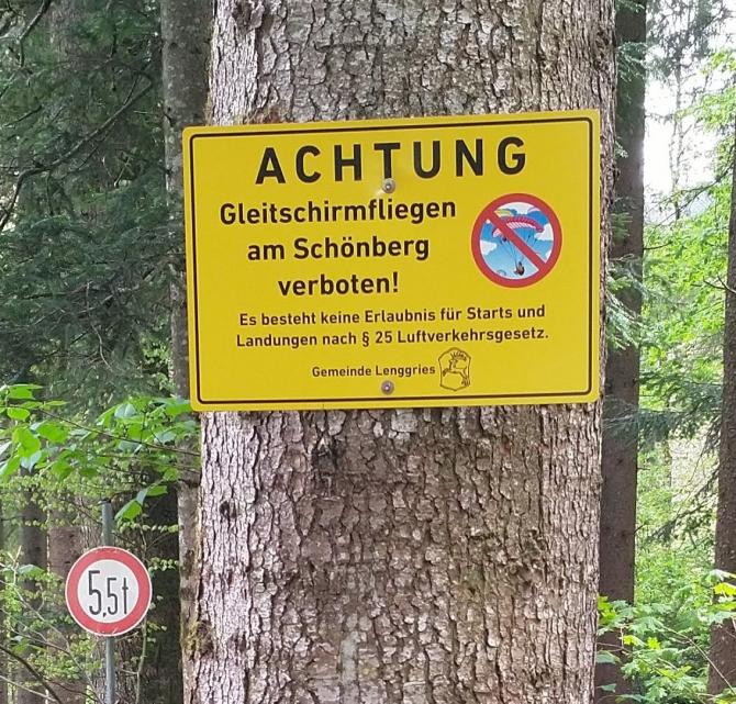 GS-Fliegen am Schoenberg hat die Gemeinde Lenggries ausdrücklich untersagt