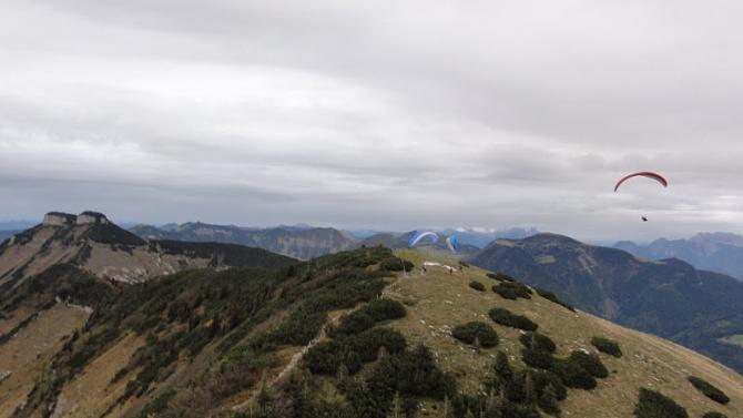 Startplaz am Gipfelkreuz
Links hinten Schmittenstein!
