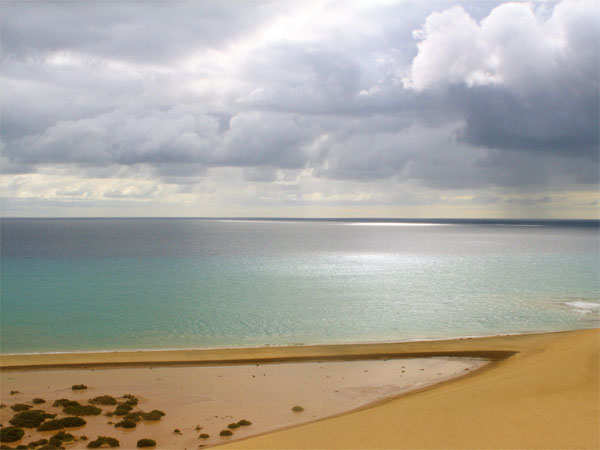 Blick von der Düne aufs Meer.
Startplatz.