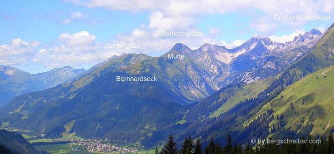 Bernhardseck und Jöchelspitze von Osten aus