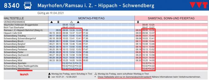 Bus Fahrplan Linie 8340 (Sommer 2021)