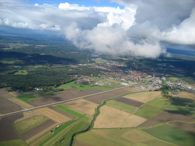 Salanda towing airfield south of Sala (Västmanland) with September sky. See lower left corner on picture.