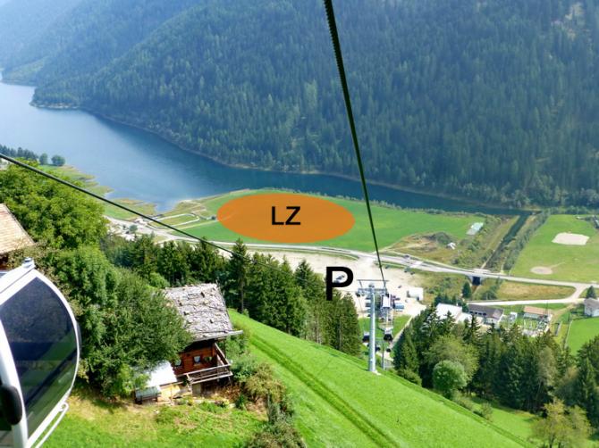 Grosszügige LZ am See - keinerlei Hindernisse, gleich vis-à-vis Parkplatz und Bahn