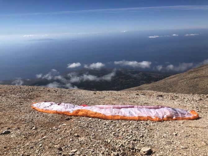 Startplatz Thodori Korfí. Hinten die Insel Gavdos, wo der südlichste Punkt von Europa liegt...