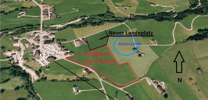 Die neue Landeplatz Situation in Brülisau. Siehe auch Beschrieb.
© www.fga.ch