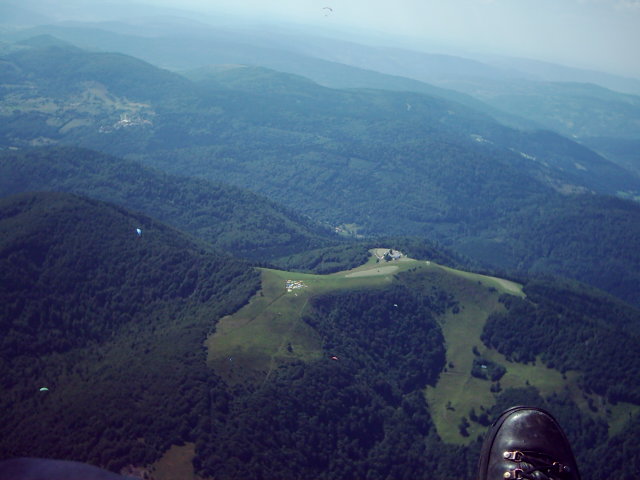 Startplatz des Drumont von oben betrachtet. Herrliche Aussicht auf die Vogesen. Juli 2005