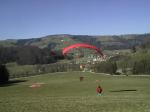 Paragliding Flugschule Europa » Österreich » Niederösterreich,Flugschule Ötscherland,Viel Platz, optimale Neigung, Gegenwind - nach ein paar Übungen hebst Du das erste Mal ab und schwebst in 1 - 2 Metern die Wiese hinunter.      Achtung! Es kann sein dass dich das Flugfieber packt und Du willst mehr ... und höher ... und weiter ...